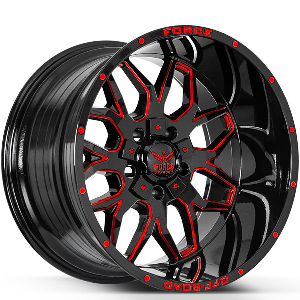 Force Off-Road F30 Gloss Black with Red Milled Spokes