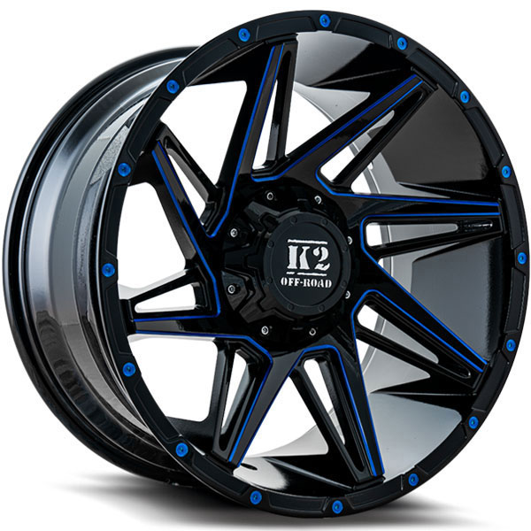 K2 OffRoad K09 Torque Gloss Black with Blue Milled Spokes