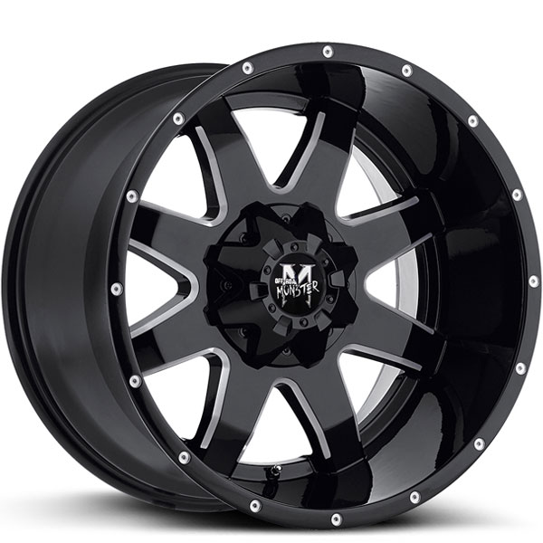 Off-Road Monster M08 Gloss Black with Milled Spokes V2