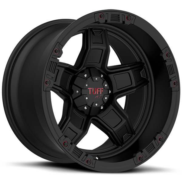 Tuff T10 Flat Black with Red Accents 12in. Width