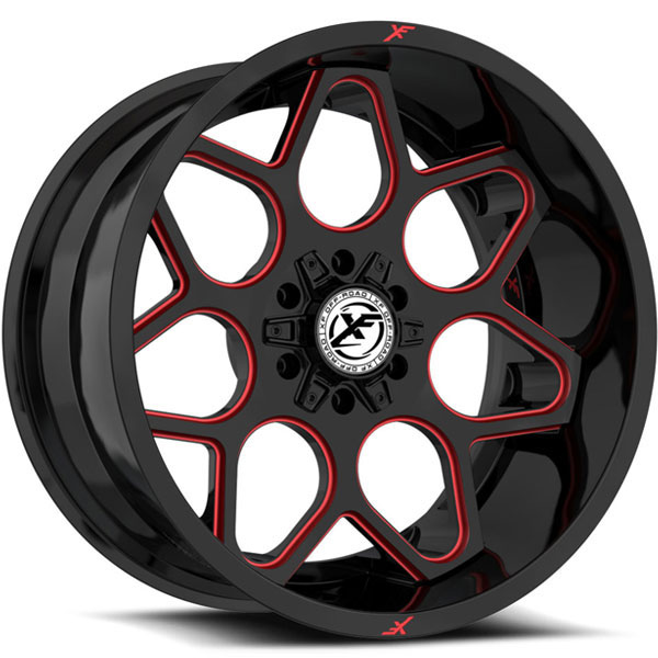 XF Off-Road XF-233 Gloss Black with Red Milled Spokes