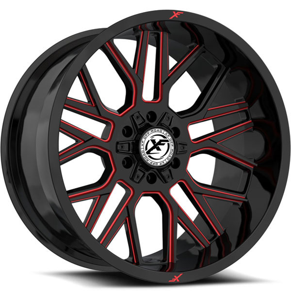 XF Off-Road XF-235 Gloss Black with Red Milled Spokes