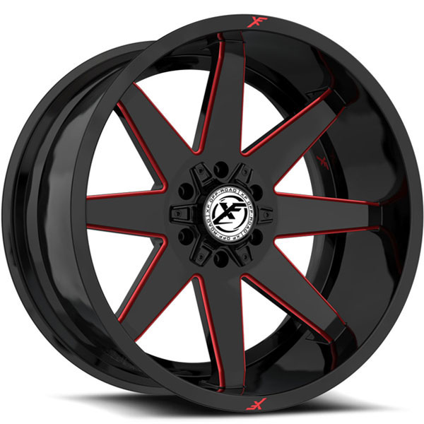 XF Off-Road XF-236 Gloss Black with Red Milled Spokes