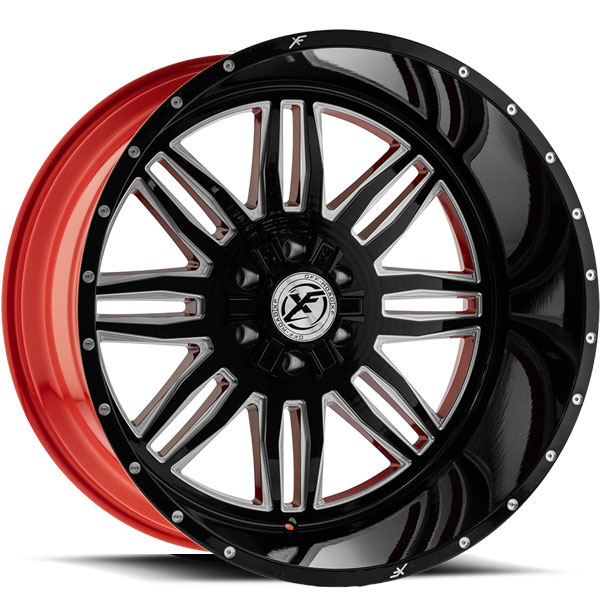 XF Off-Road XFX-303 Gloss Black with Red Milled Spokes and Red Inner